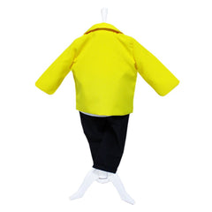 Set complet pentru botez, lumanare tip glob cu Minion, costum, trusou brodat cu Minion si pantofiori, galben-albastru, 14 piese, REC883
