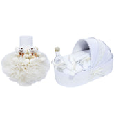 Set complet pentru botez, lumanare tip glob si trusou, alb-ivoire, cu mesaj �Azi m-am crestinat�, 7 piese, REC374