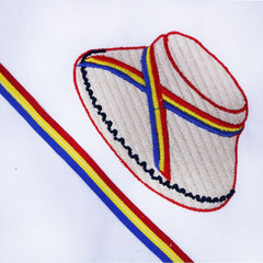 Set complet pentru botez, lumanare traditionala si trusou traditional, clop brodat pe trusou, 8 piese, REC384