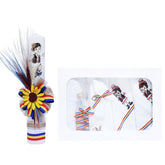 Set complet pentru botez, lumanare traditionala si trusou traditional, taranus brodat pe trusou, 8 piese, REC383