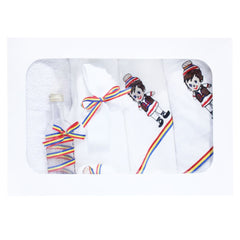 Set complet pentru botez, lumanare traditionala si trusou traditional, taranus brodat pe trusou, 8 piese, REC383