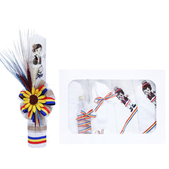 Set complet pentru botez, lumanare traditionala si trusou traditional, taranus brodat pe trusou, 8 piese, REC383