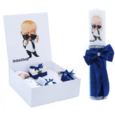 Set cutie trusou cu lumanare, 9 piese, Bebe Boss "Cu drag de la nasi", bleumarin, REC2410