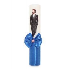 Set lumanari pentru nunta, flori artificiale, roz pudrat-albastru, 2 bucati, Recostore, REC1711