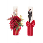 Set lumanari pentru nunta, flori artificiale, visiniu, 2 bucati, Recostore, REC1710