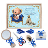 Set tava pentru taiere mot la baieti, model cu Bebe Boss, albastru electric, 6 piese, 35x20 cm, REC1967/138