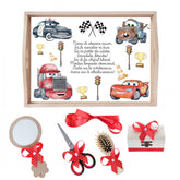 Set tava pentru taiere mot la baieti, model cu Cars, rosu, 6 piese, 35x20 cm, REC1967/181