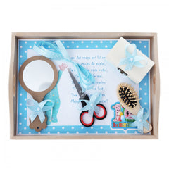 Set tava pentru taiere mot la baieti, model cu Cocomelon, bleu, 6 piese, 35x20 cm, REC1967/135