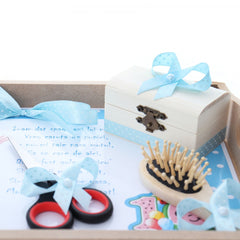 Set tava pentru taiere mot la baieti, model cu Cocomelon, bleu, 6 piese, 35x20 cm, REC1967/135