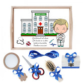 Set tava pentru taiere mot la baieti, model cu doctor, albastru electric, 6 piese, 35x20 cm, REC1967/176