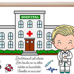 Set tava pentru taiere mot la baieti, model cu doctor, verde, 6 piese, 35x20 cm, REC1967/175