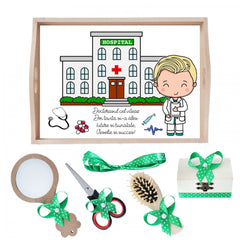 Set tava pentru taiere mot la baieti, model cu doctor, verde, 6 piese, 35x20 cm, REC1967/175