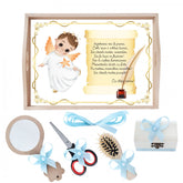 Set tava pentru taiere mot la baieti, model cu ingeras, bleu, 6 piese, 35x20 cm, REC1967/172