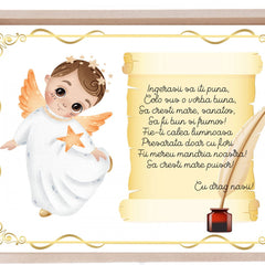 Set tava pentru taiere mot la baieti, model cu ingeras, bleu, 6 piese, 35x20 cm, REC1967/172