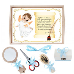 Set tava pentru taiere mot la baieti, model cu ingeras, bleu, 6 piese, 35x20 cm, REC1967/172