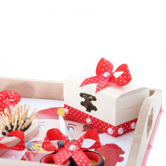 Set tava pentru taiere mot la baieti, model cu Pompier, rosu, 6 piese, 35x20 cm, Recostore, REC1967/133