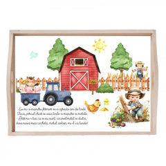 Set tava pentru taiere mot la baieti, model Micul Fermier, albastru electric, 6 piese, 35x20 cm, Recostore, REC1967/158