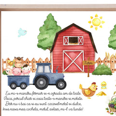 Set tava pentru taiere mot la baieti, model Micul Fermier, albastru electric, 6 piese, 35x20 cm, Recostore, REC1967/158