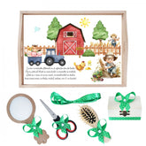 Set tava pentru taiere mot la baieti, model Micul Fermier, verde, 6 piese, 35x20 cm, REC1967/159