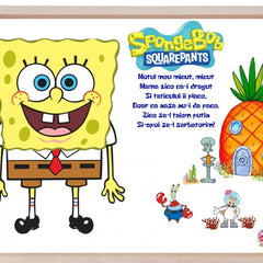 Set tava pentru taiere mot la baieti, model SponceBob, albastru electric, 6 piese, 35x20 cm, REC1967/190