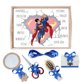 Set tava pentru taiere mot la baieti, model Superman, albastru electric, 6 piese, 35x20 cm, REC1967/157