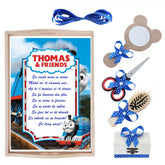 Set tava pentru taiere mot la baieti, model Thomas, albastru electric, 6 piese, 35x20 cm, Recostore, REC1967/168