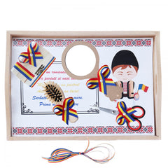 Set tava pentru taiere mot la baieti, model traditional cu taranus, 6 piese, 35x20 cm, Recostore, REC1967/108