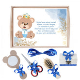 Set tava pentru taiere mot la baieti, model ursulet, albastru electric, 6 piese, 35x20 cm, Recostore, REC1967/149