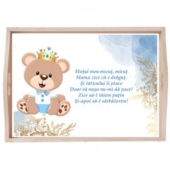 Set tava pentru taiere mot la baieti, model ursulet, albastru electric, 6 piese, 35x20 cm, Recostore, REC1967/149