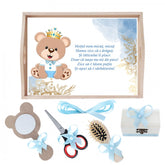 Set tava pentru taiere mot la baieti, model ursulet, bleu, 6 piese, 35x20 cm, REC1967/148