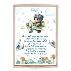 Set tava pentru taiere mot la baieti, model ursuletul aviator, bleu, 6 piese, 35x20 cm, REC1967/164