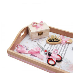 Set tava pentru taiere mot/turta fete, model cu Zana, 6 piese, roz, 35x20 cm, Recostore, REC1967/95