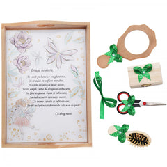 Set tava pentru taiere mot/turta fete, model cu Zana, 6 piese, verde, 35x20 cm, Recostore, REC1967/93
