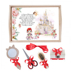 Set tava pentru taiere mot/turta la fete, model Castel, rosu, 6 piese, 35x20 cm, REC1967/188