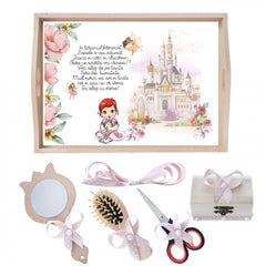 Set tava pentru taiere mot/turta la fete, model Castel, roz pudrat, 6 piese, 35x20 cm, REC1967/189