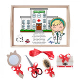 Set tava pentru taiere mot/turta la fete, model cu doctorita, rosu, 6 piese, 35x20 cm, REC1967/178