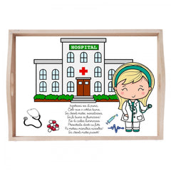 Set tava pentru taiere mot/turta la fete, model cu doctorita, roz, 6 piese, 35x20 cm, REC1967/177