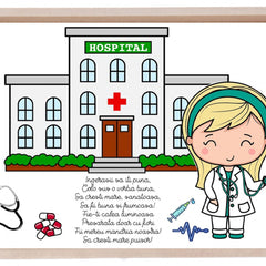 Set tava pentru taiere mot/turta la fete, model cu doctorita, roz, 6 piese, 35x20 cm, REC1967/177