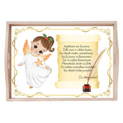 Set tava pentru taiere mot/turta la fete, model cu ingeras, roz, 6 piese, 35x20 cm, Recostore, REC1967/174