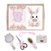 Set tava pentru taiere mot/turta la fete, model iepuras, roz, 6 piese, 35x20 cm, Recostore, REC1967/170