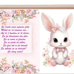 Set tava pentru taiere mot/turta la fete, model iepuras, roz, 6 piese, 35x20 cm, Recostore, REC1967/170