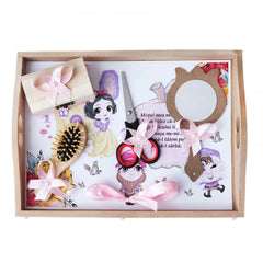 Set tava pentru taiere mot/turta, model Alba ca zapada, roz, 6 piese, 35x20 cm, Recostore, REC1967/109