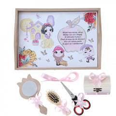 Set tava pentru taiere mot/turta, model Alba ca zapada, roz, 6 piese, 35x20 cm, Recostore, REC1967/109