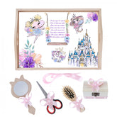 Set tava pentru taiere mot/turta, model cu Castel si Zana, roz, 6 piese, 35x20 cm, Recostore, REC1967/124