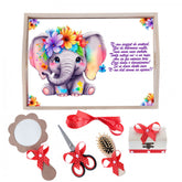 Set tava pentru taiere mot/turta, model cu Elefant, rosu, 6 piese, 35x20 cm, Recostore, REC1967/117