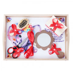 Set tava pentru taiere mot/turta, model cu Elefant, rosu, 6 piese, 35x20 cm, Recostore, REC1967/117