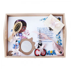 Set tava pentru taiere mot/turta, model Doctorita plusica, roz pudrat, 6 piese, 35x20 cm, Recostore, REC1967/112