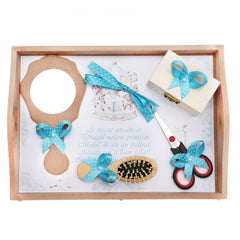 Set tavita pentru taiere mot baieti, carusel, 6 piese, turcoaz, 35x20 cm, Recostore, REC1967/65