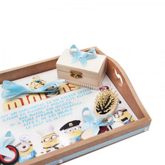 Set tavita pentru taiere mot baieti, Minions cu meserii, 6 piese, bleu, 35x20 cm, Recostore, REC1967/62