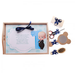 Set tavita pentru taiere mot baieti, model Baby Boss, 6 piese, bleumarin, 35x20 cm, Recostore, REC1967/5